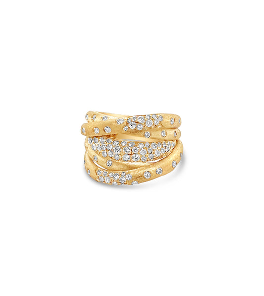 OLIVE & CHAIN Diamond Celestial Crossover Ring - Yellow Gold, 5.5