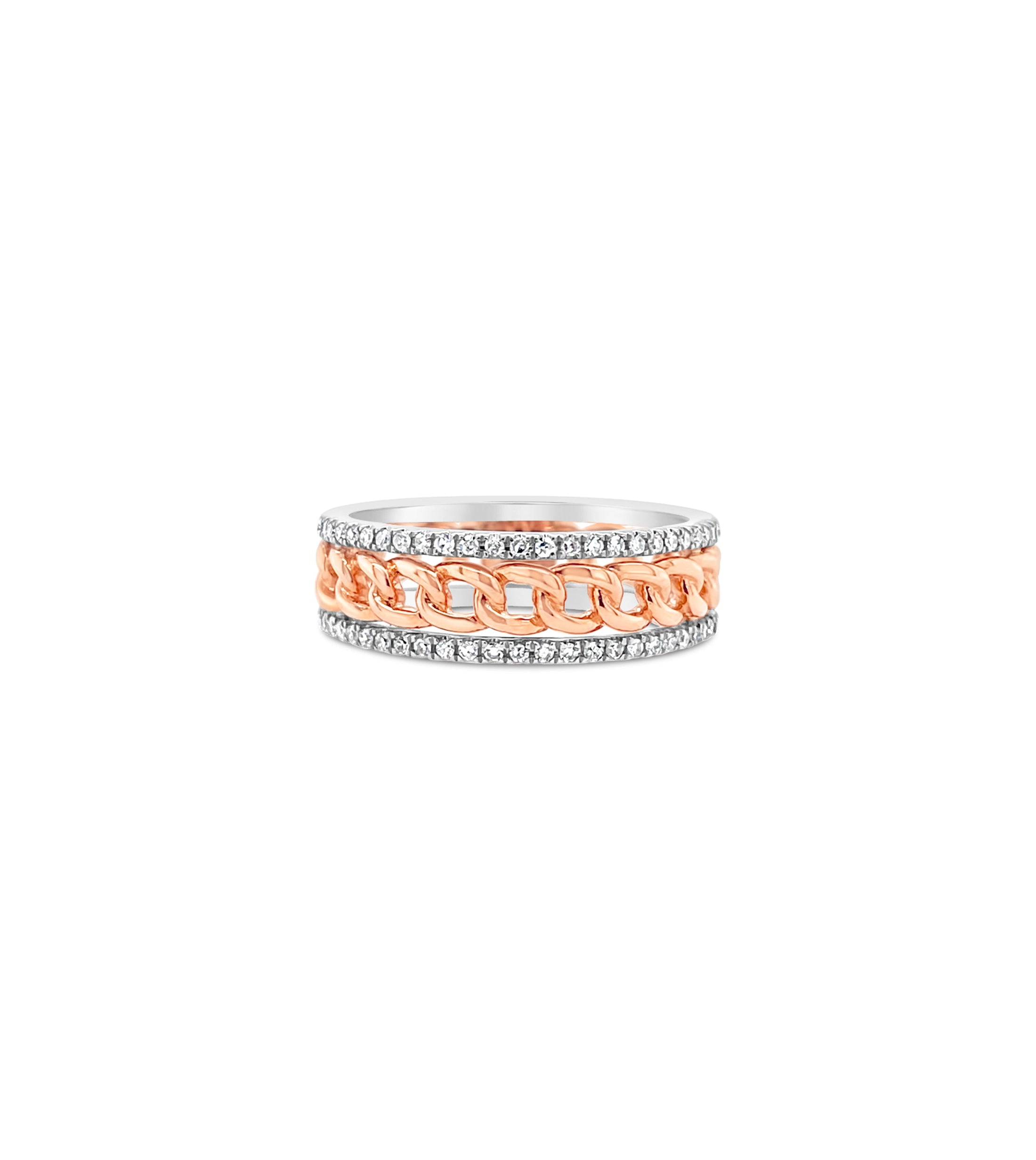 OLIVE & CHAIN Diamond Cuban Link Line Band - Yellow Gold, 6.0