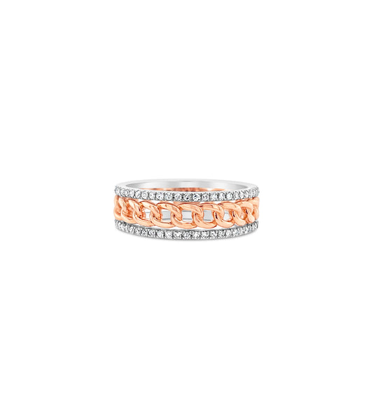 OLIVE & CHAIN Diamond Cuban Link Line Band - Yellow Gold, 6.0