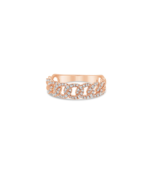OLIVE & CHAIN Diamond Cuban Link Ring - Yellow Gold, 6.0