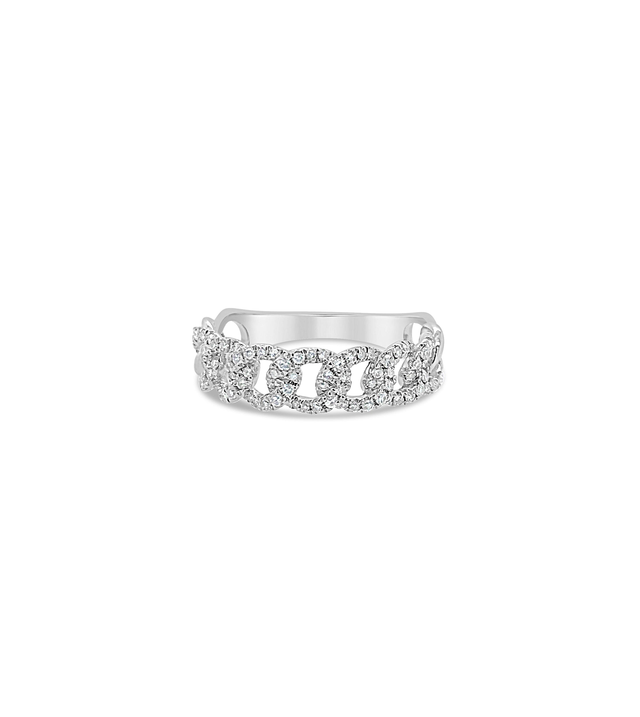 OLIVE & CHAIN Diamond Cuban Link Ring - Yellow Gold, 5.5