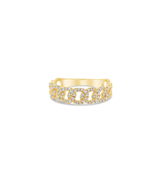 OLIVE & CHAIN Diamond Cuban Link Ring - Yellow Gold, 5.0