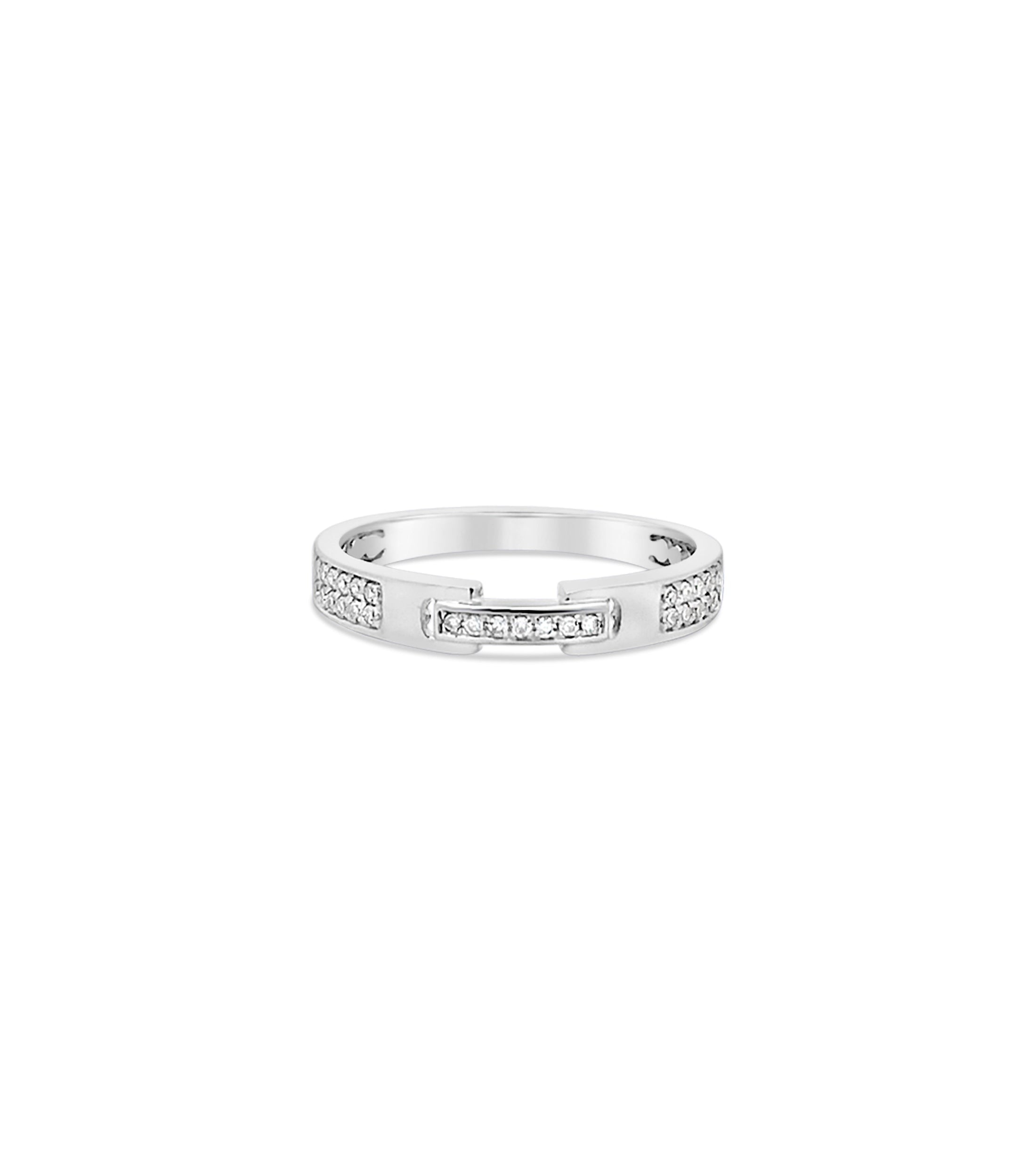 OLIVE & CHAIN Diamond Buckle Ring - White Gold, 5.5