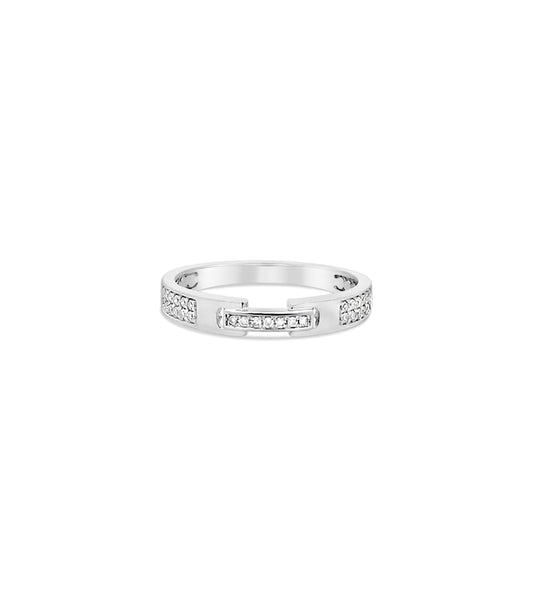 OLIVE & CHAIN Diamond Buckle Ring - White Gold, 5.5
