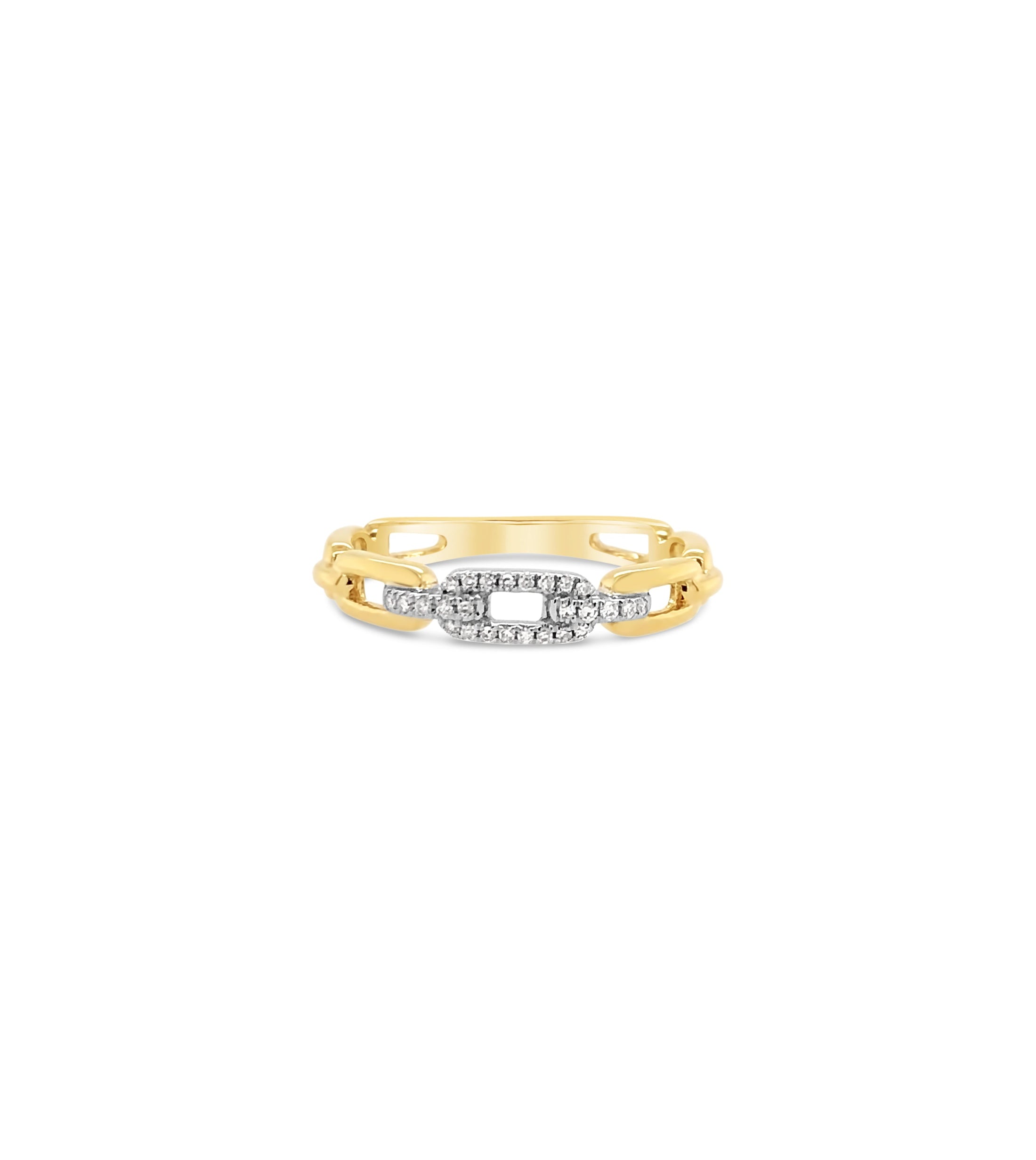 OLIVE & CHAIN Diamond Link Ring - Two-Tone Gold, 5.0