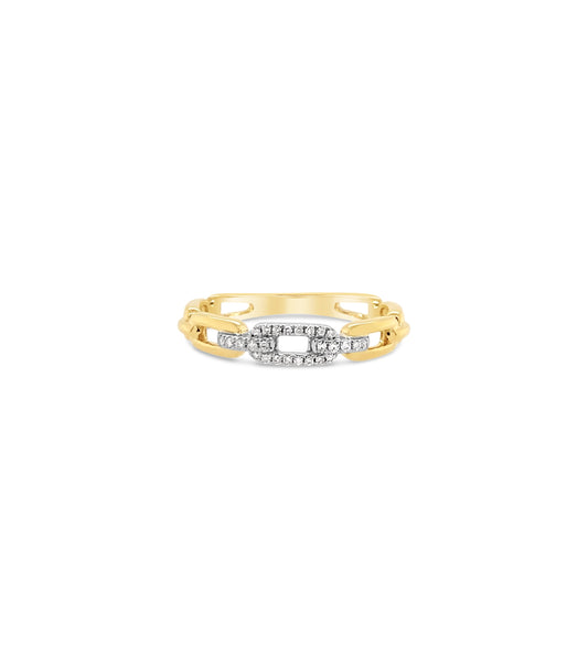 OLIVE & CHAIN Diamond Link Ring - Two-Tone Gold, 5.0
