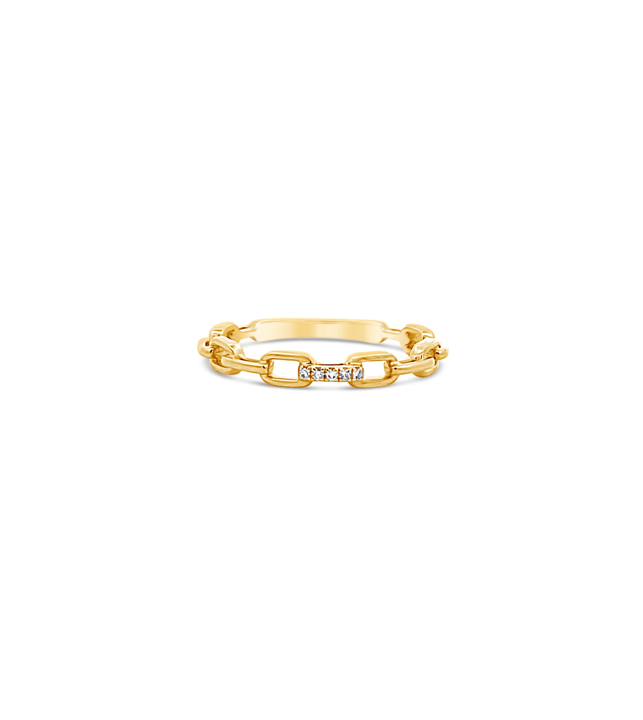 OLIVE & CHAIN Diamond Paperclip Link Ring - Yellow Gold, 5.5