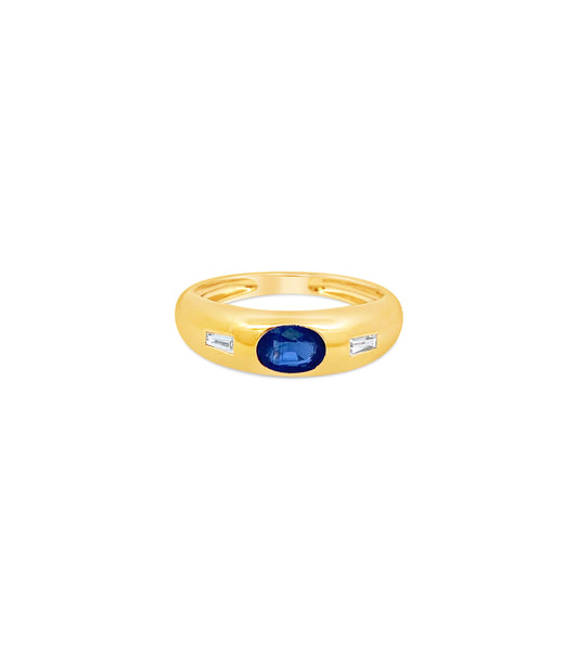 OLIVE & CHAIN Sapphire & Diamond Gypsy Ring - Yellow Gold, 5.0