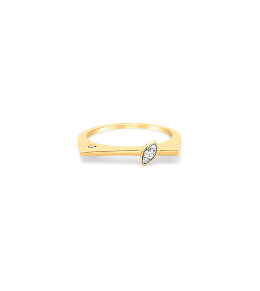 OLIVE & CHAIN Diamond Flat Square Marquise Ring - Yellow Gold, 5.0