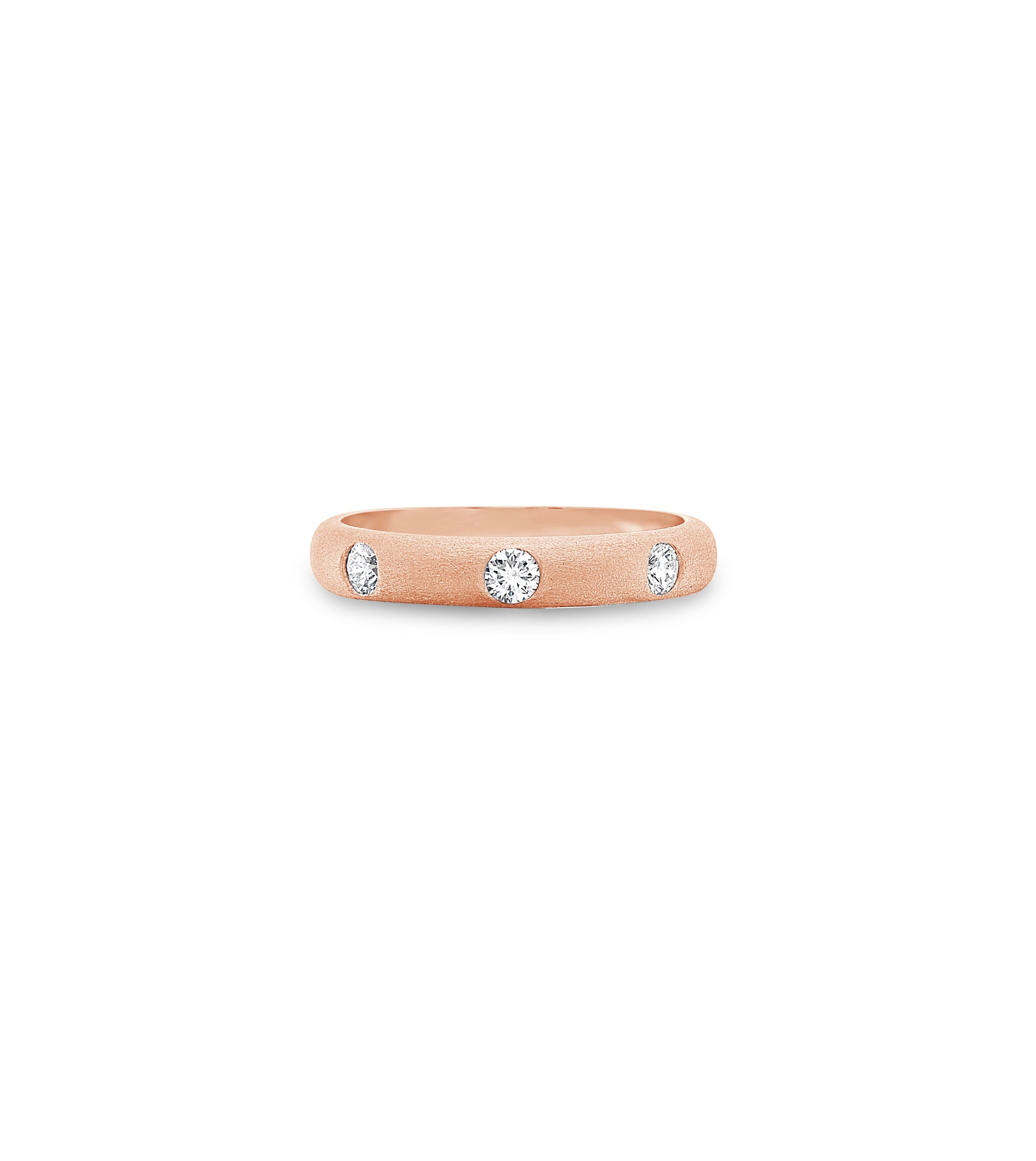 OLIVE & CHAIN Diamond 3 Stone Flush Band - Yellow Gold, 6.0