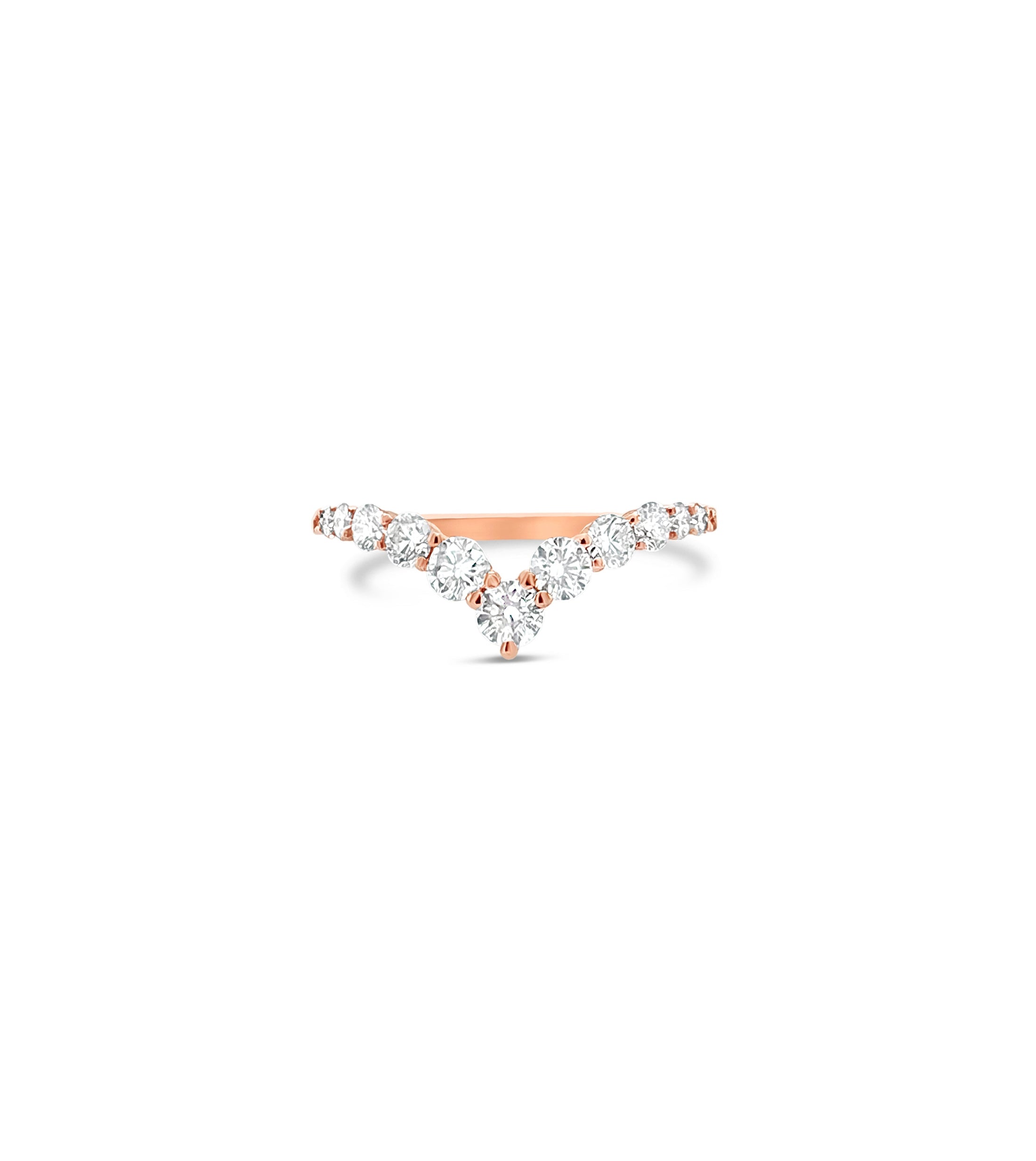 OLIVE & CHAIN Diamond Signature Chevron Ring - White Gold, 6.0