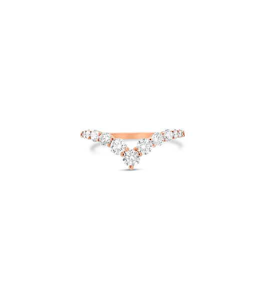 OLIVE & CHAIN Diamond Signature Chevron Ring - White Gold, 6.0