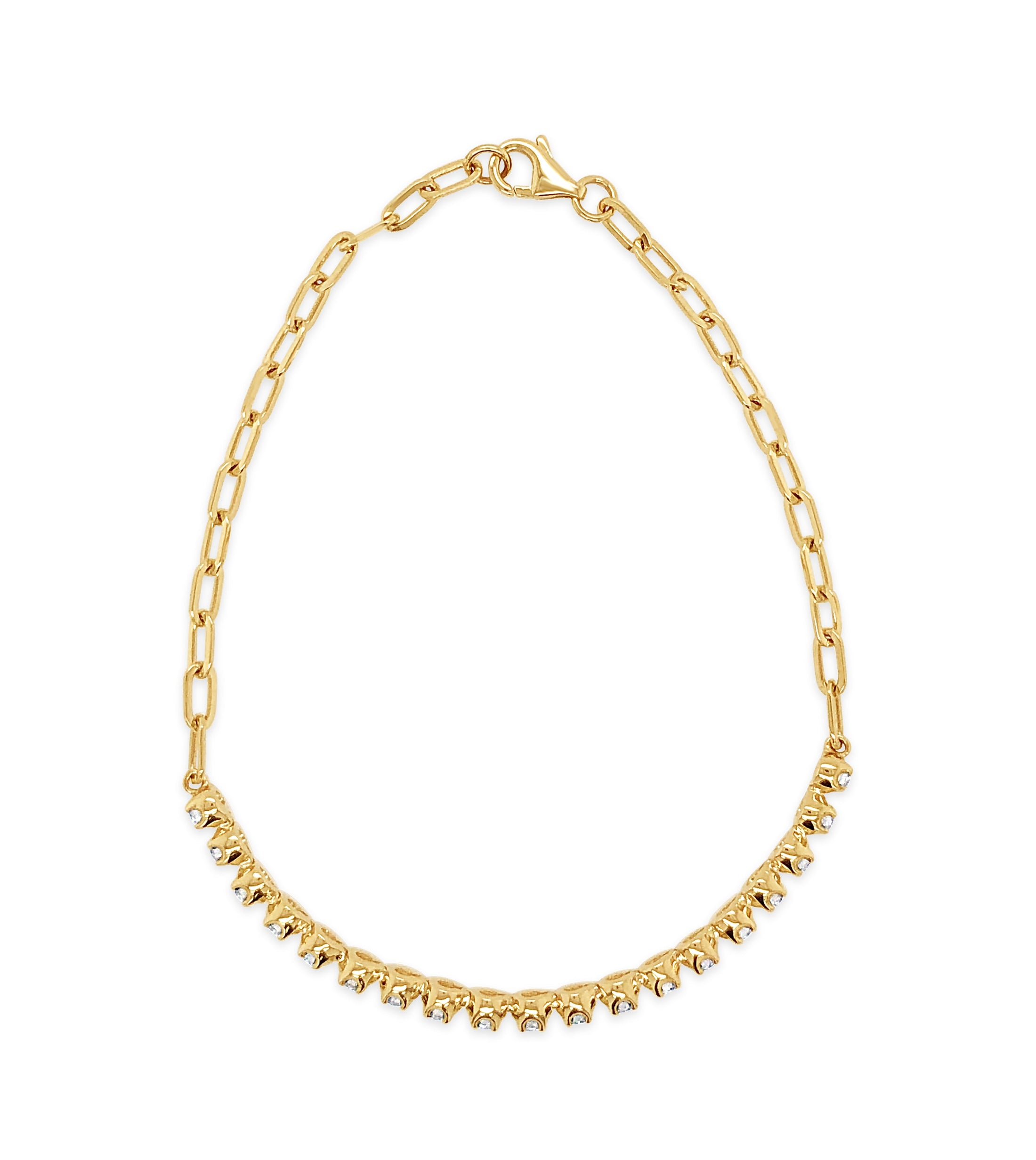 OLIVE & CHAIN Diamond Paperclip Tennis Bracelet