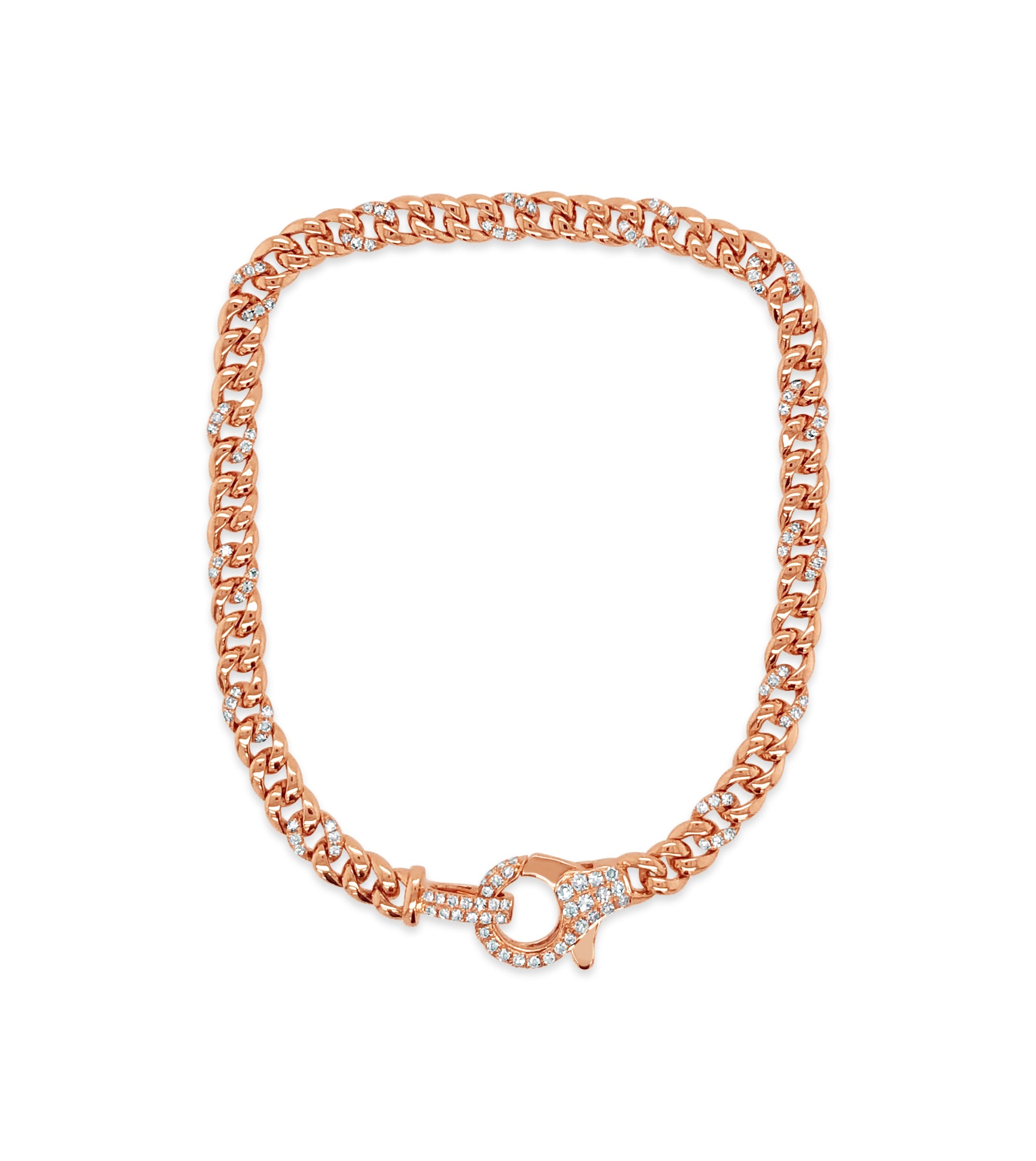OLIVE & CHAIN Diamond Lobster Cuban Link Chain Bracelet - White Gold, 6.5 inch