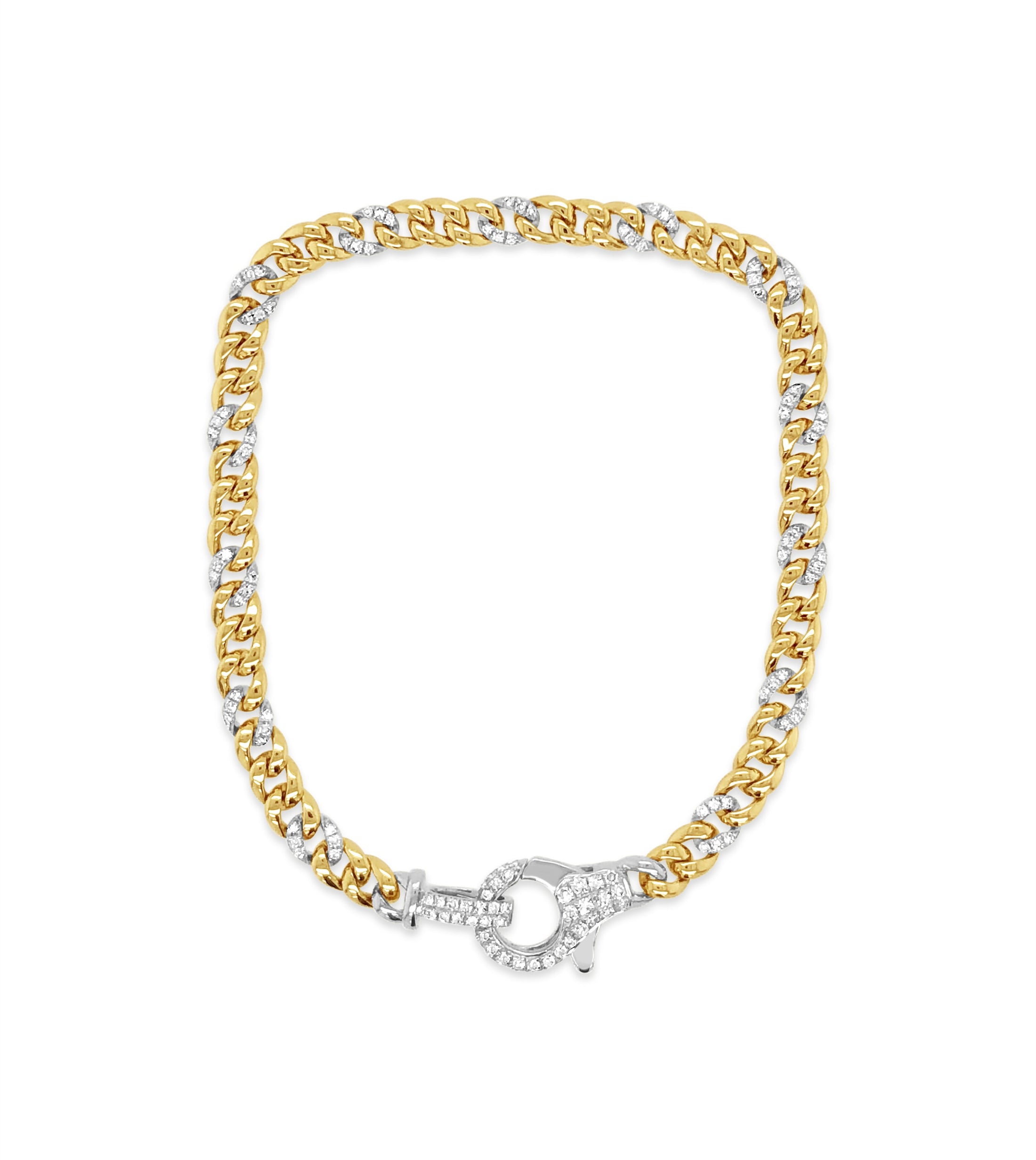 OLIVE & CHAIN Diamond Lobster Cuban Link Chain Bracelet - Two-Tone Gold, 6.5 inch