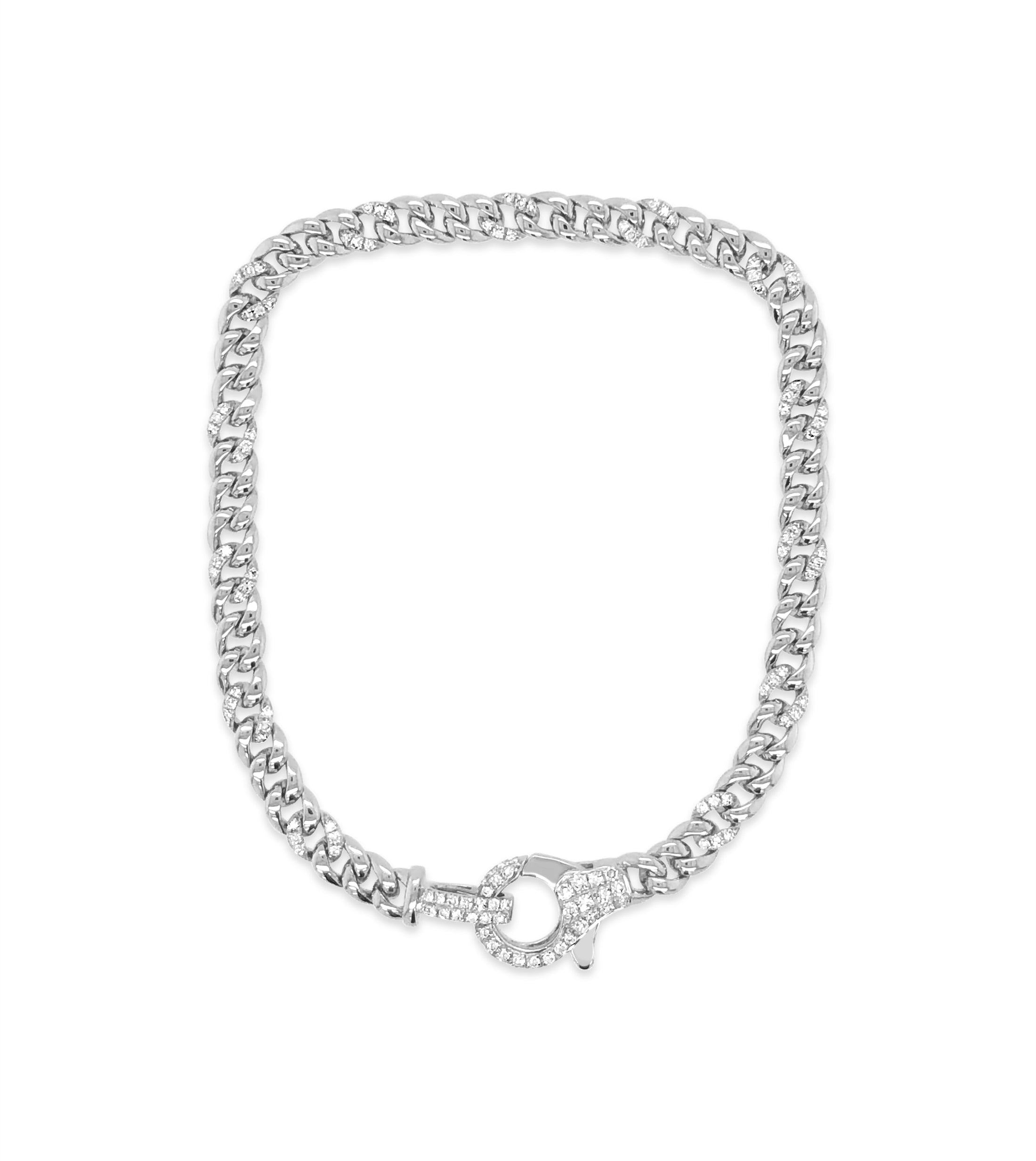 OLIVE & CHAIN Diamond Lobster Cuban Link Chain Bracelet - Two-Tone Gold, 7 inch`