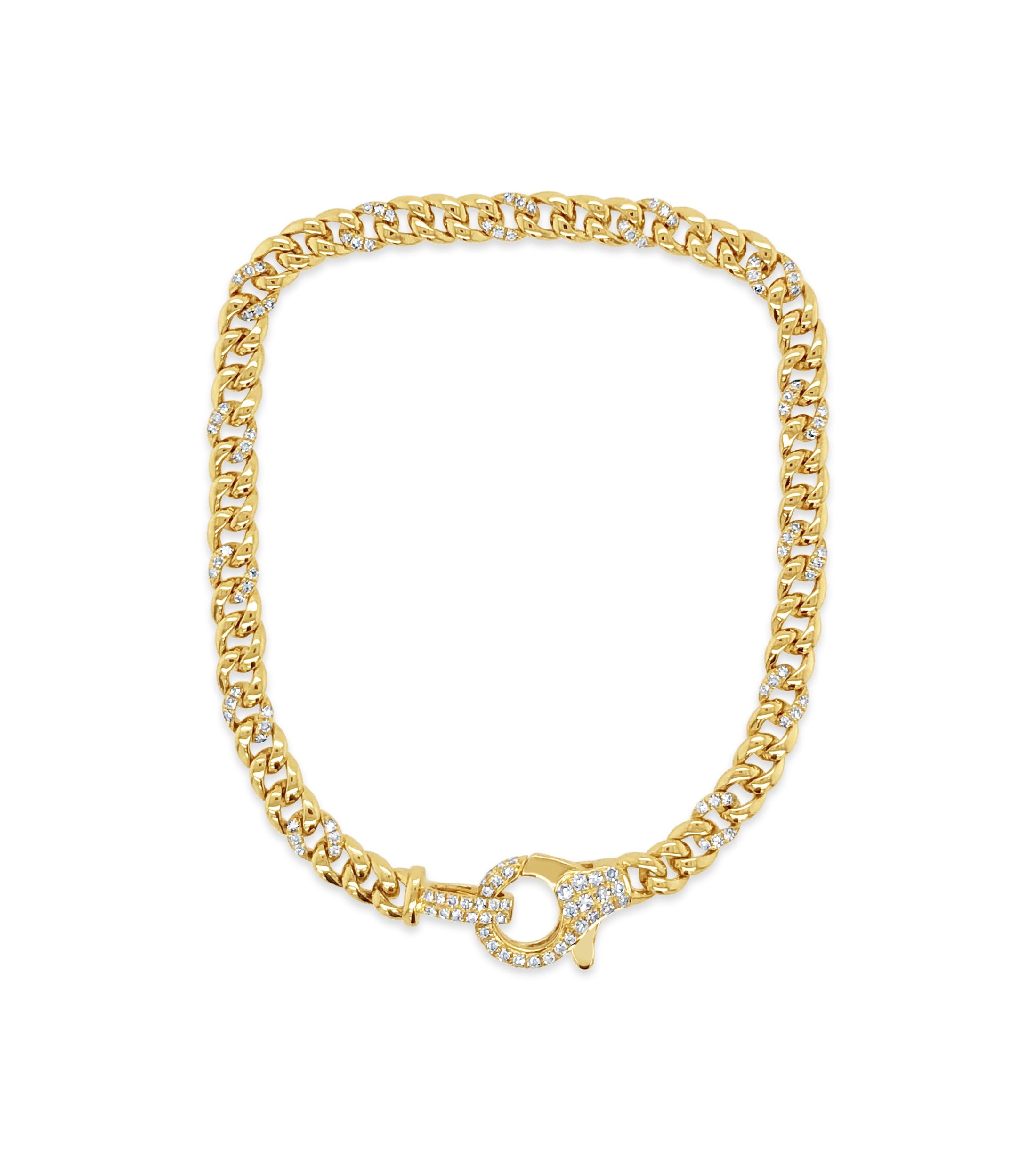 OLIVE & CHAIN Diamond Lobster Cuban Link Chain Bracelet - White Gold, 7 inch