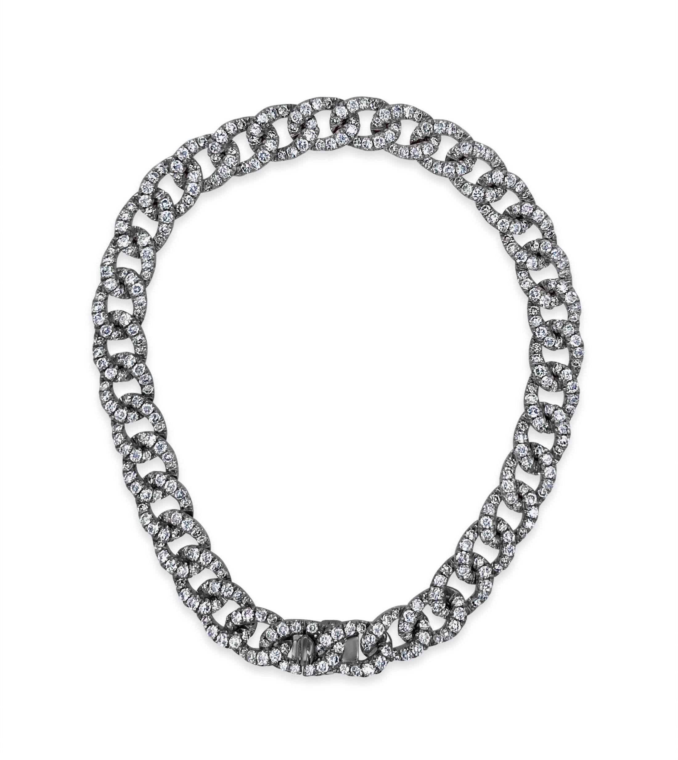 OLIVE & CHAIN Diamond Cuban Link Bracelet - White Gold, 7 inch