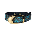 Load image into Gallery viewer, XS/S 7”-14” Turquoise & Black Custom Snake Collar/Custom Gold Italian Hardware
