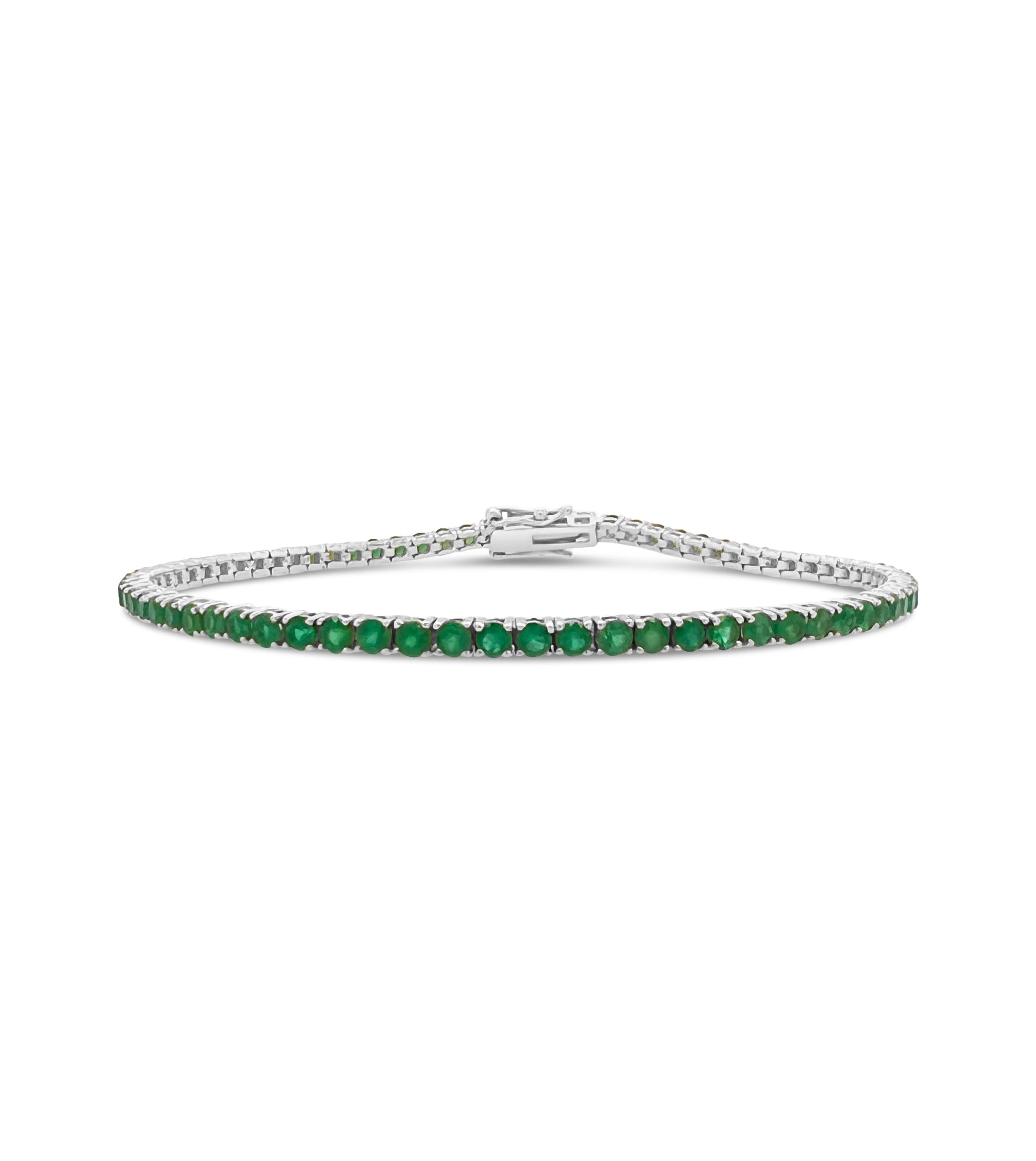 OLIVE & CHAIN Emerald Tennis Bracelet - White Gold