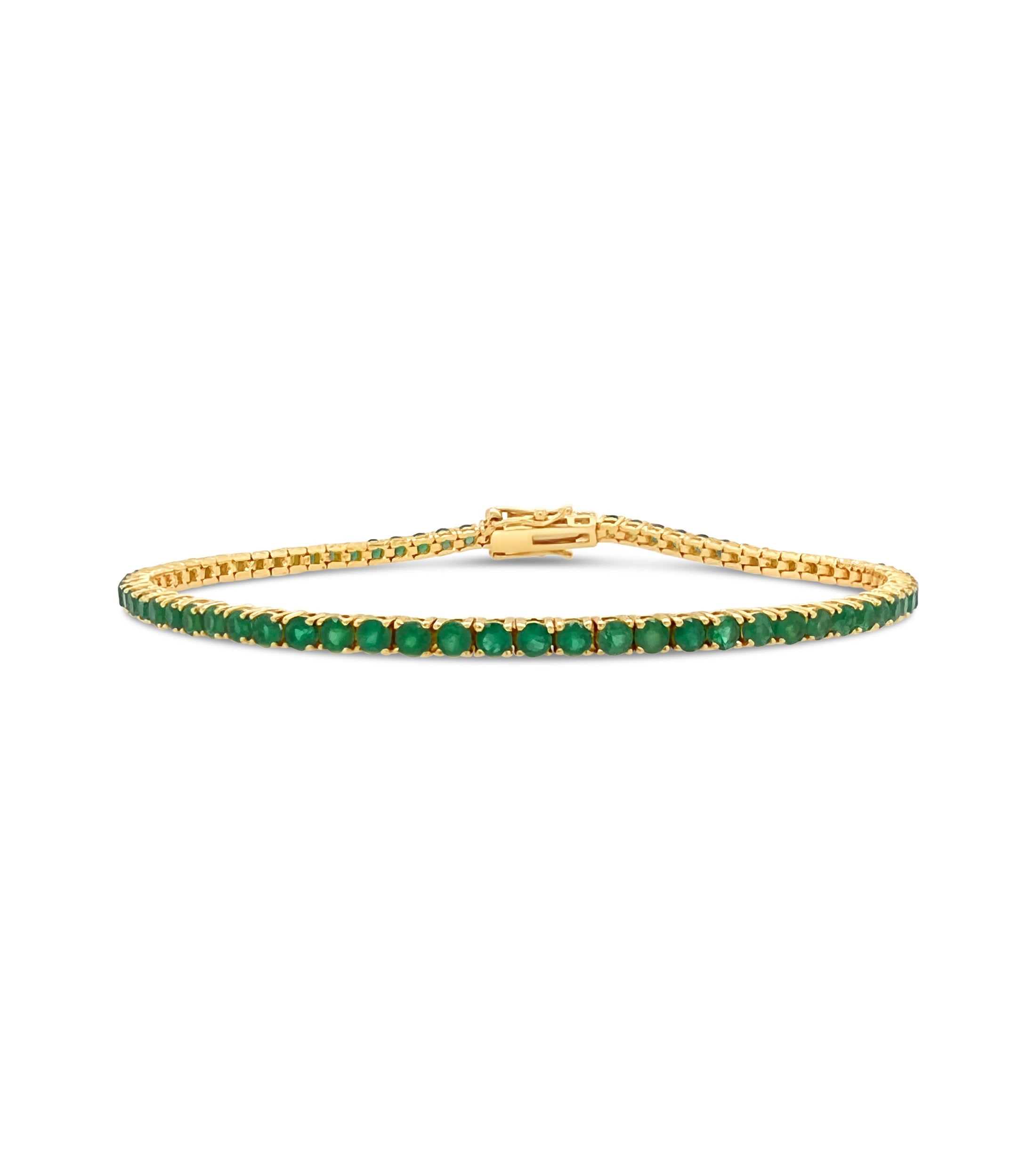 OLIVE & CHAIN Emerald Tennis Bracelet - Yellow Gold