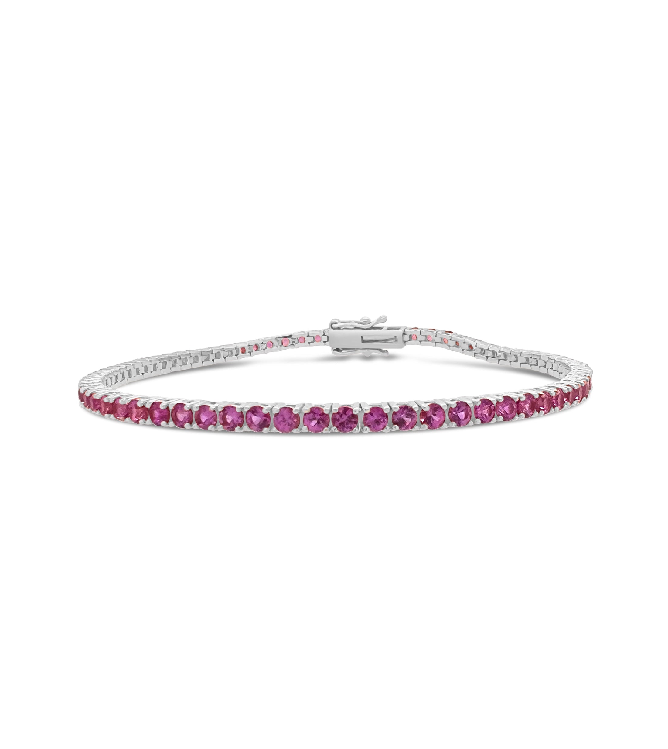 OLIVE & CHAIN Pink Sapphire Tennis Bracelet - White Gold