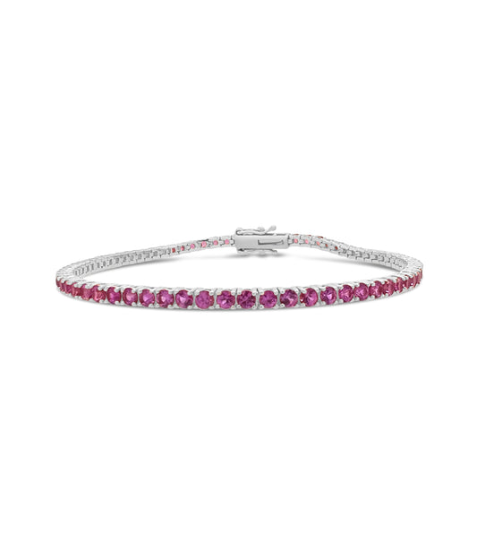 OLIVE & CHAIN Pink Sapphire Tennis Bracelet - White Gold