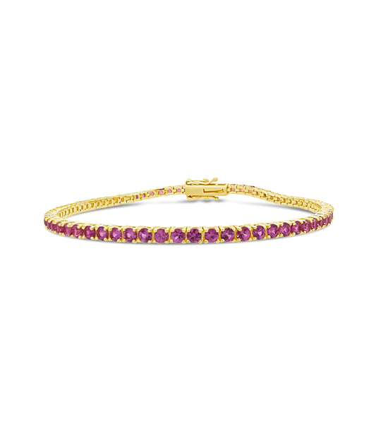OLIVE & CHAIN Pink Sapphire Tennis Bracelet - Yellow Gold