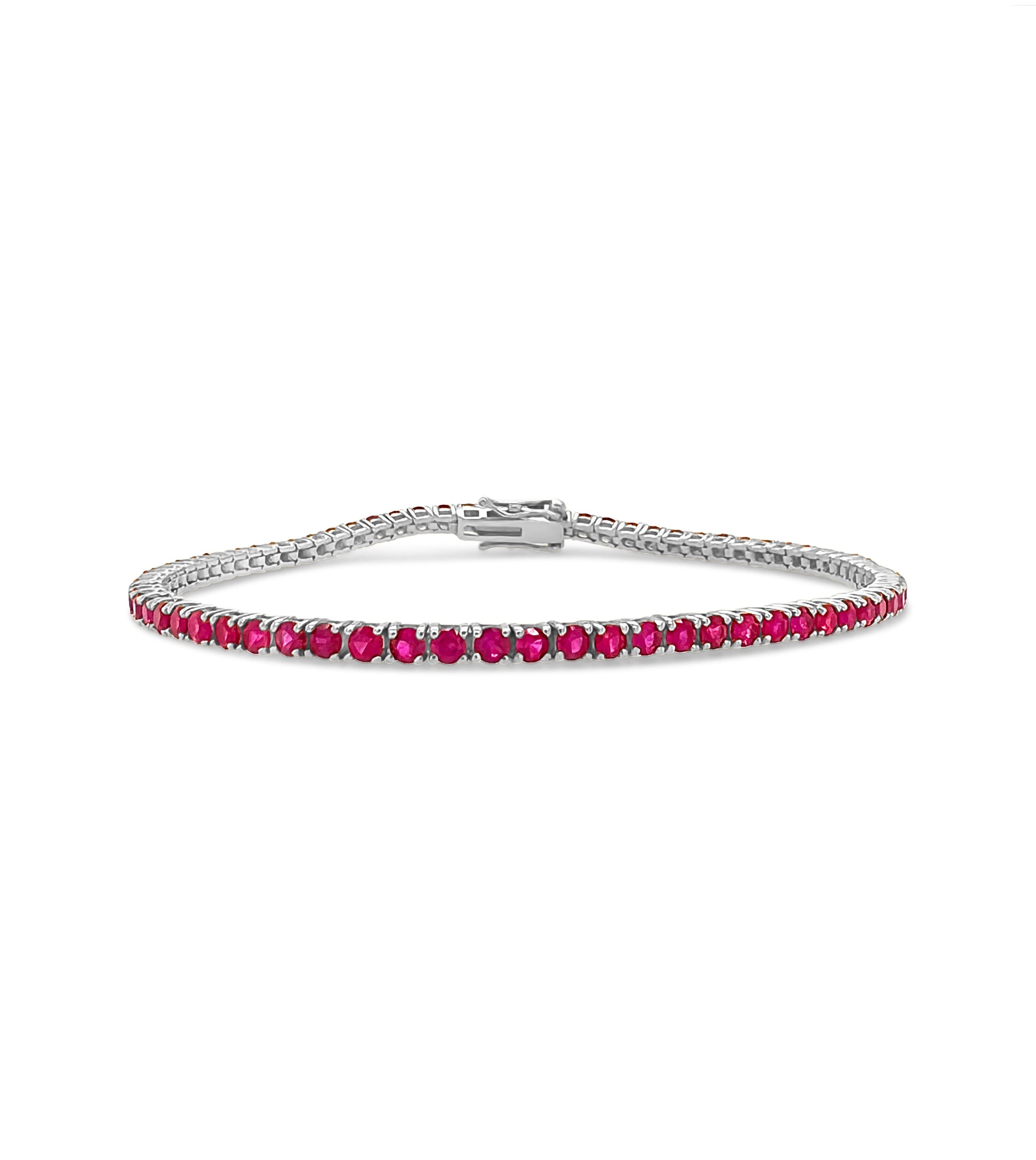 OLIVE & CHAIN Ruby Tennis Bracelet - White Gold