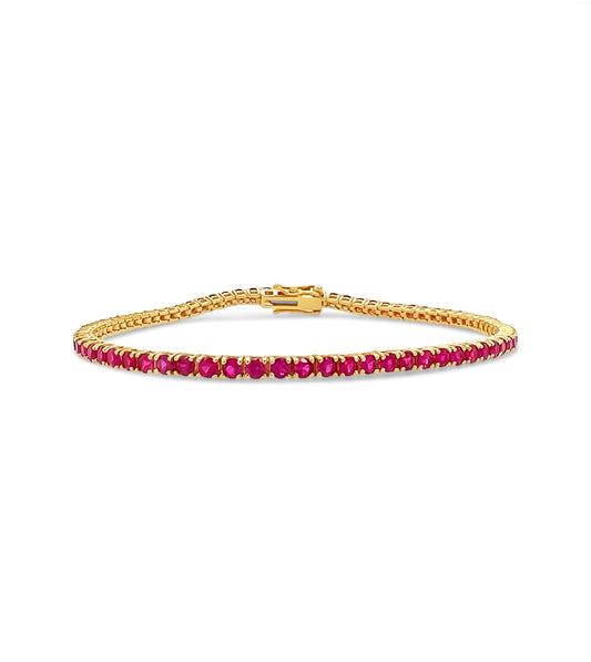 OLIVE & CHAIN Ruby Tennis Bracelet - Yellow Gold