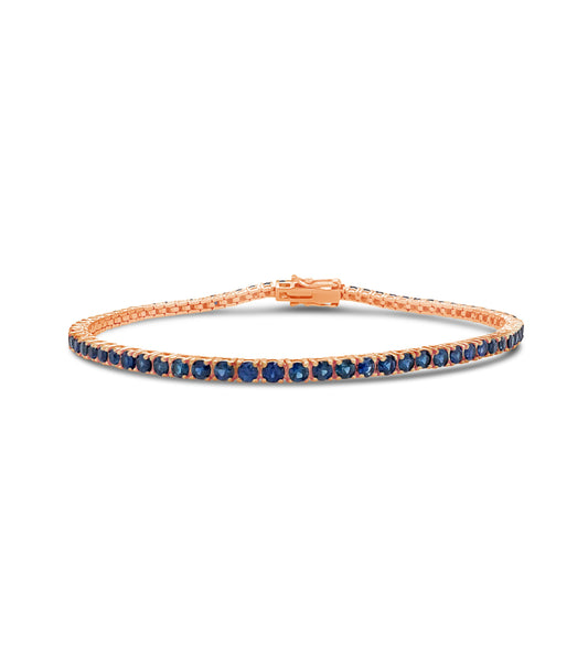 OLIVE & CHAIN Sapphire Tennis Bracelet - Rose Gold