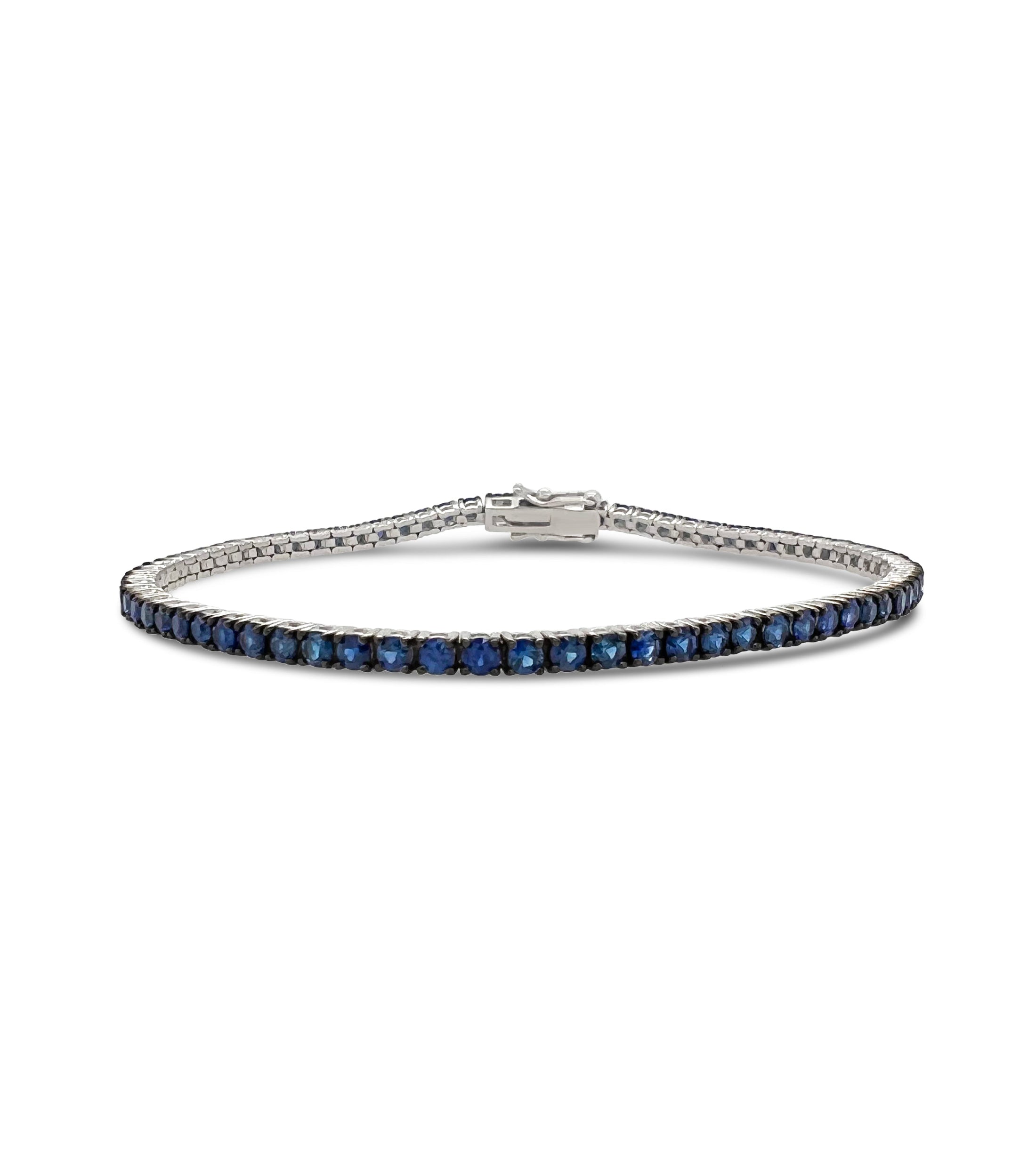 OLIVE & CHAIN Sapphire Tennis Bracelet - White Gold