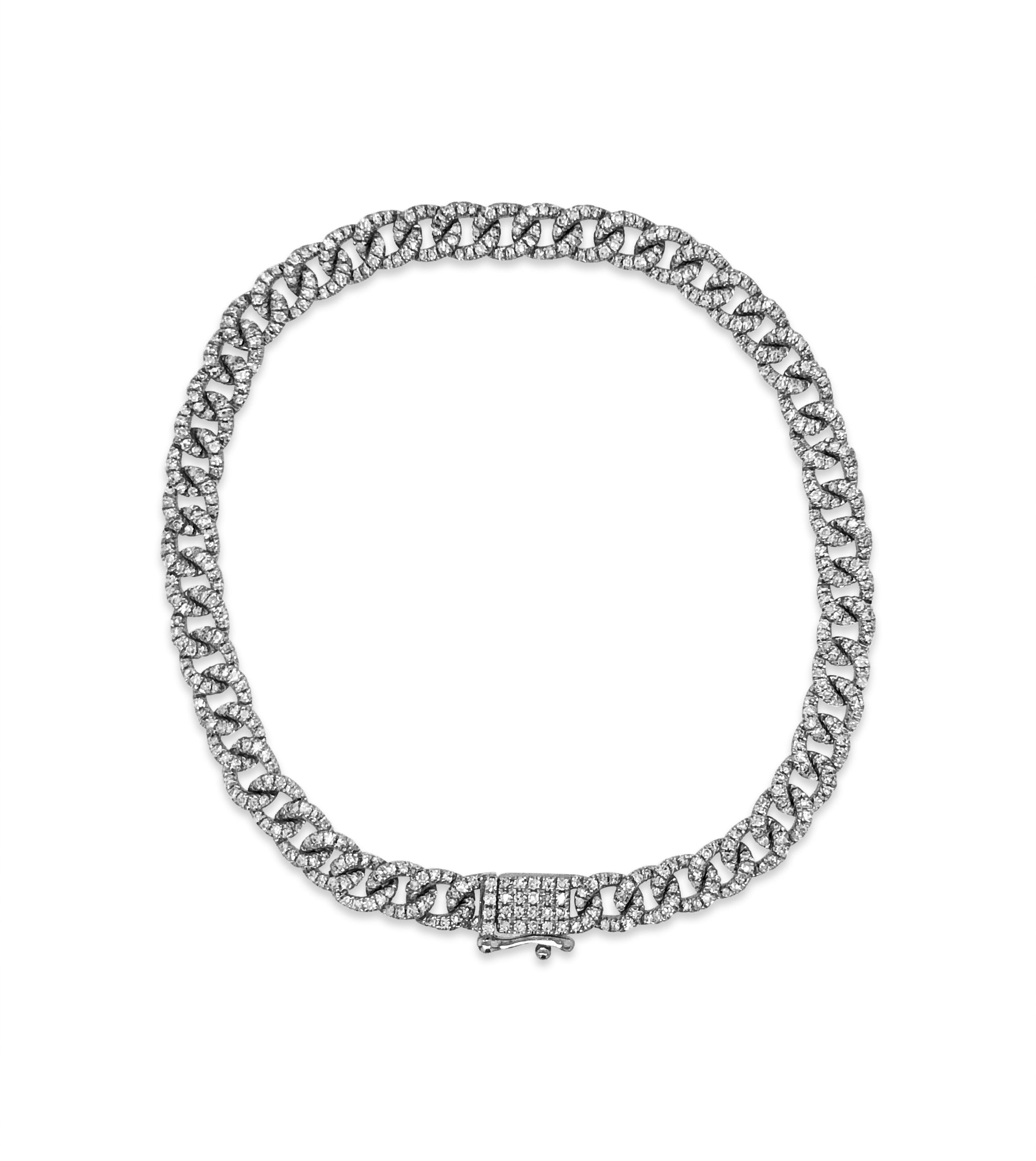 OLIVE & CHAIN Diamond Cuban Link Bracelet - Yellow Gold, 7 inch