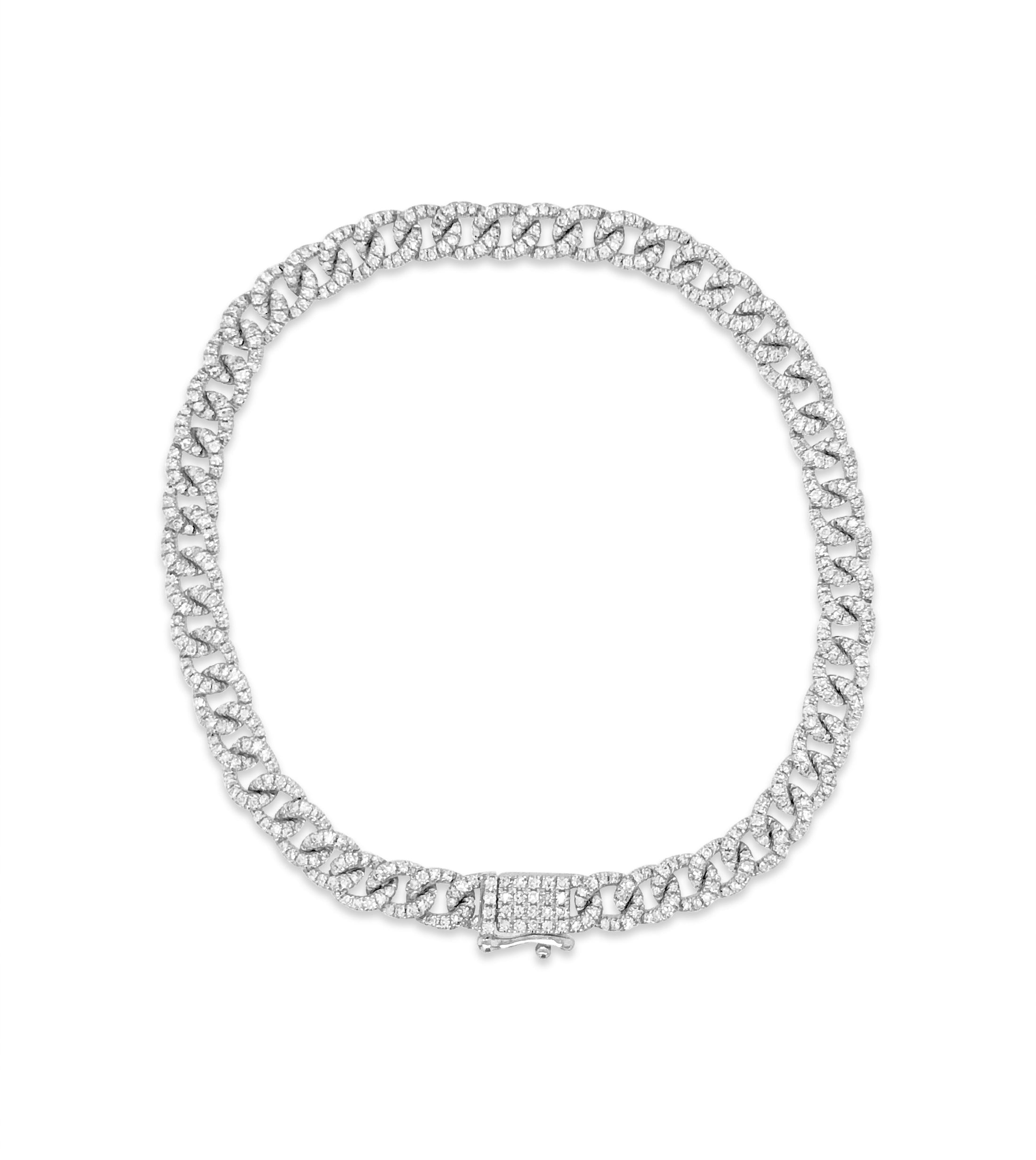 OLIVE & CHAIN Diamond Cuban Link Bracelet - White Gold, 6.5 inch