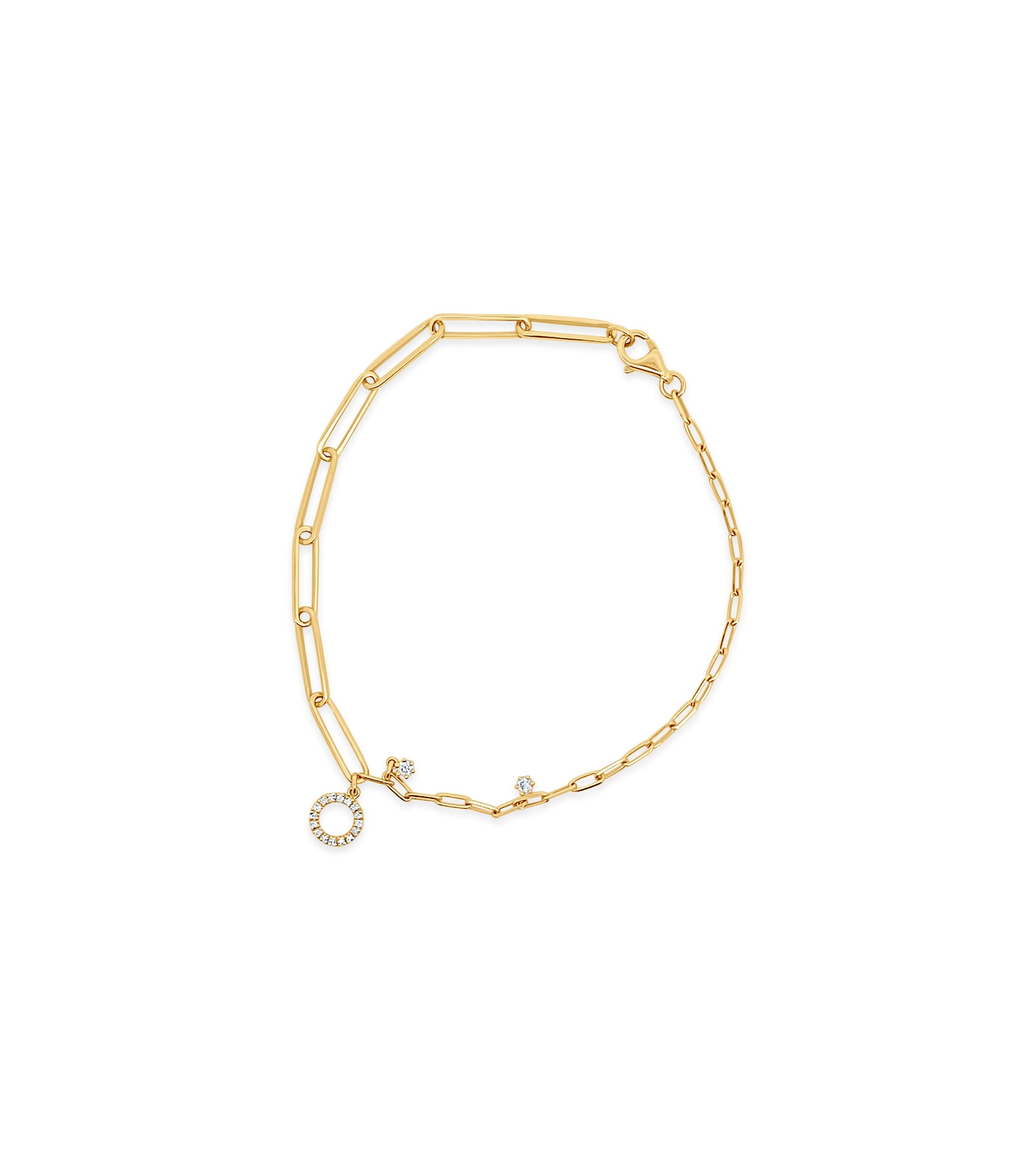OLIVE & CHAIN Diamond Paperclip Half Chain Bracelet - Yellow Gold