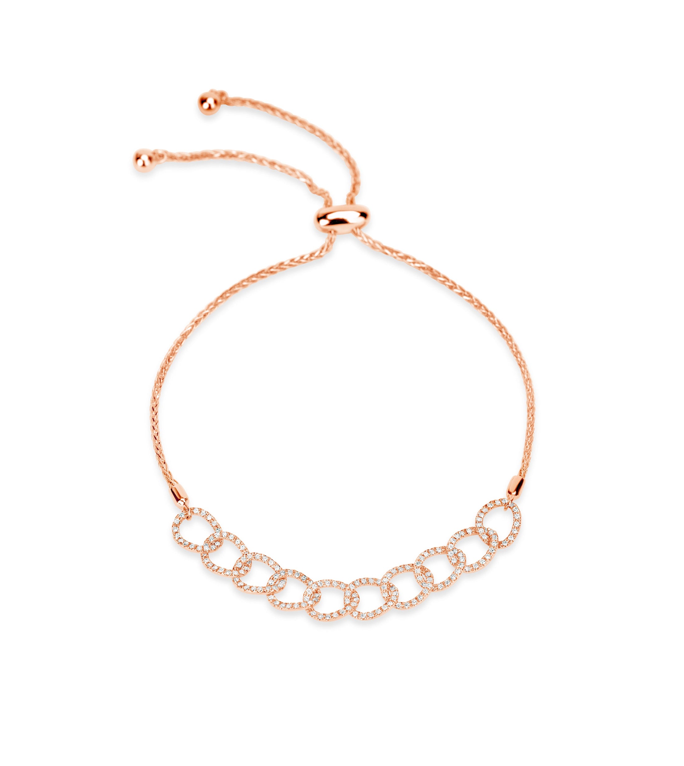 OLIVE & CHAIN Diamond Cuban Link Bolo Bracelet - Rose Gold
