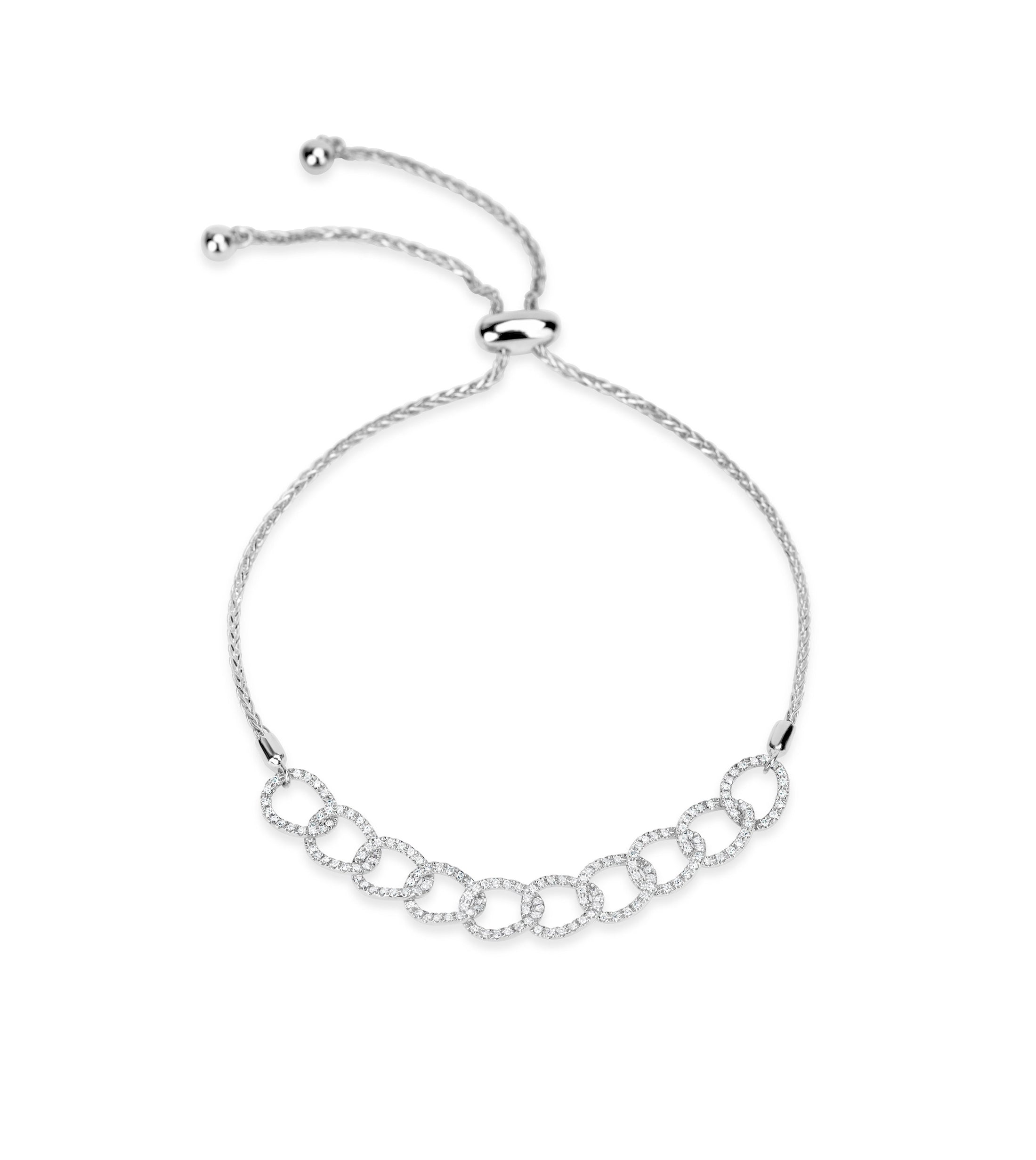 OLIVE & CHAIN Diamond Cuban Link Bolo Bracelet - White Gold