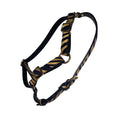 Load image into Gallery viewer, Black & Gold Zebra Print Italian Leather Harness
