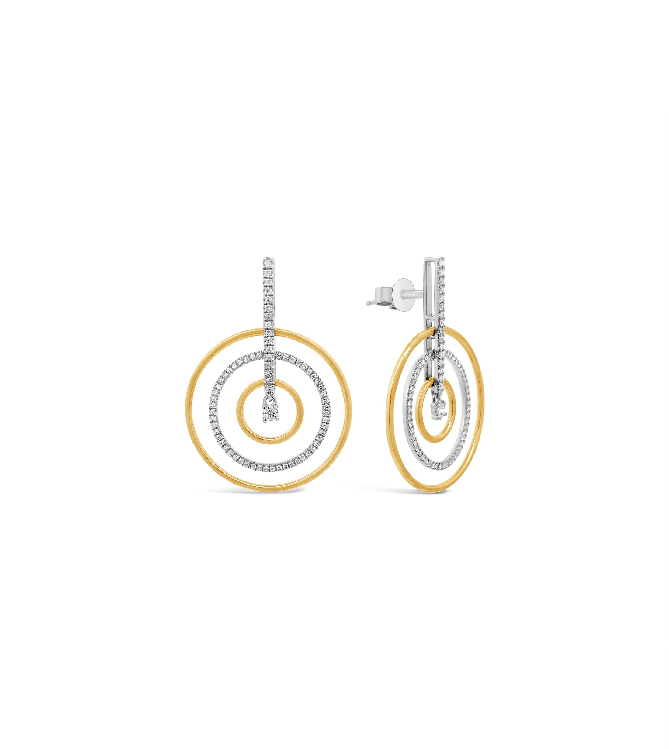 OLIVE & CHAIN Diamond Orbit Earring - Two-Tone Gold