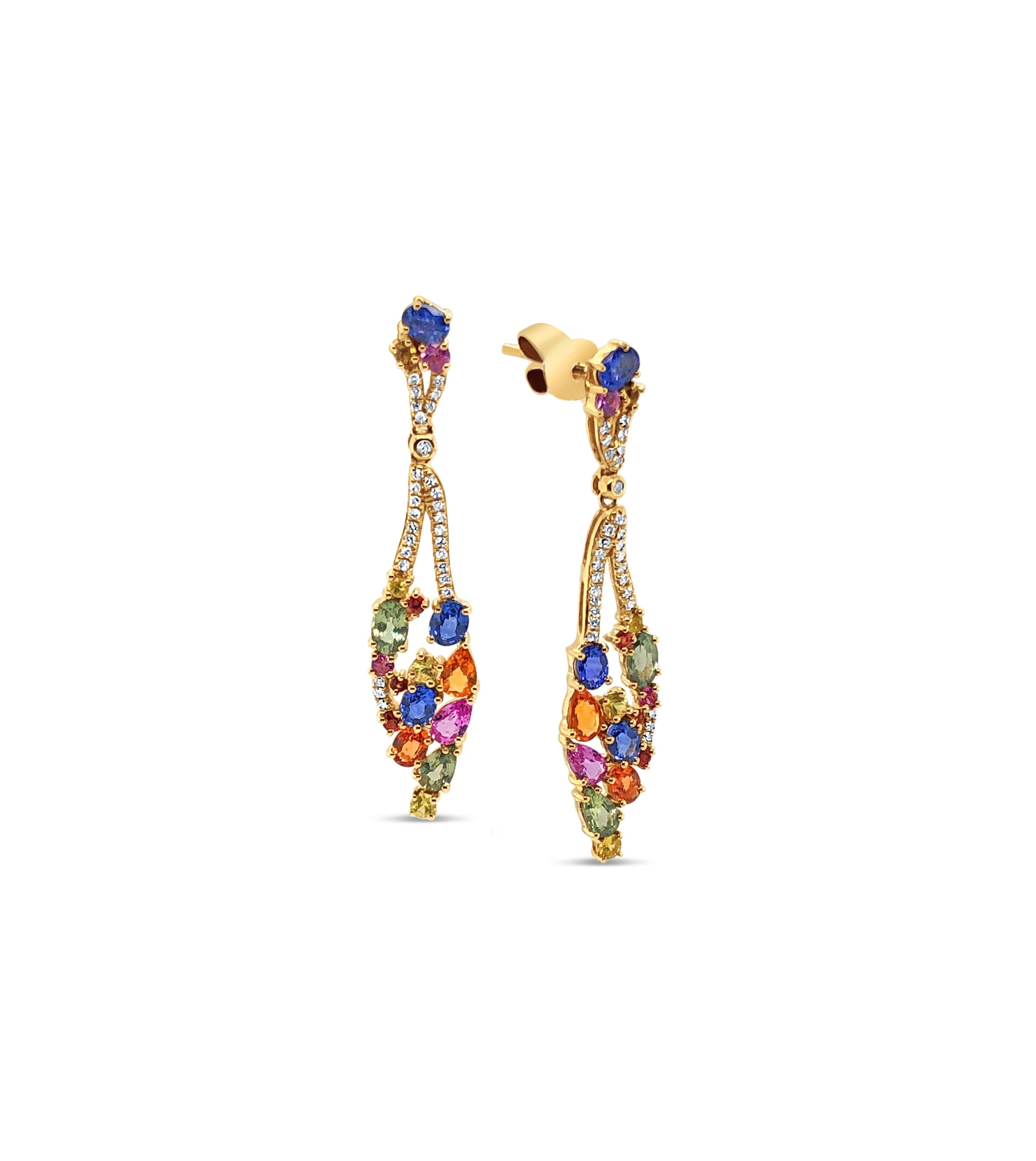 OLIVE & CHAIN Rainbow Cluster Earring - Yellow Gold