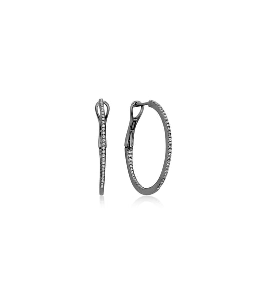 OLIVE & CHAIN Diamond Slim Hoop Earring - Yellow Gold, Jumbo