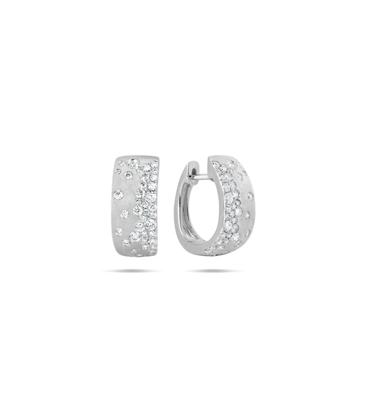 OLIVE & CHAIN Diamond Celestial Hoop Earring - White Gold