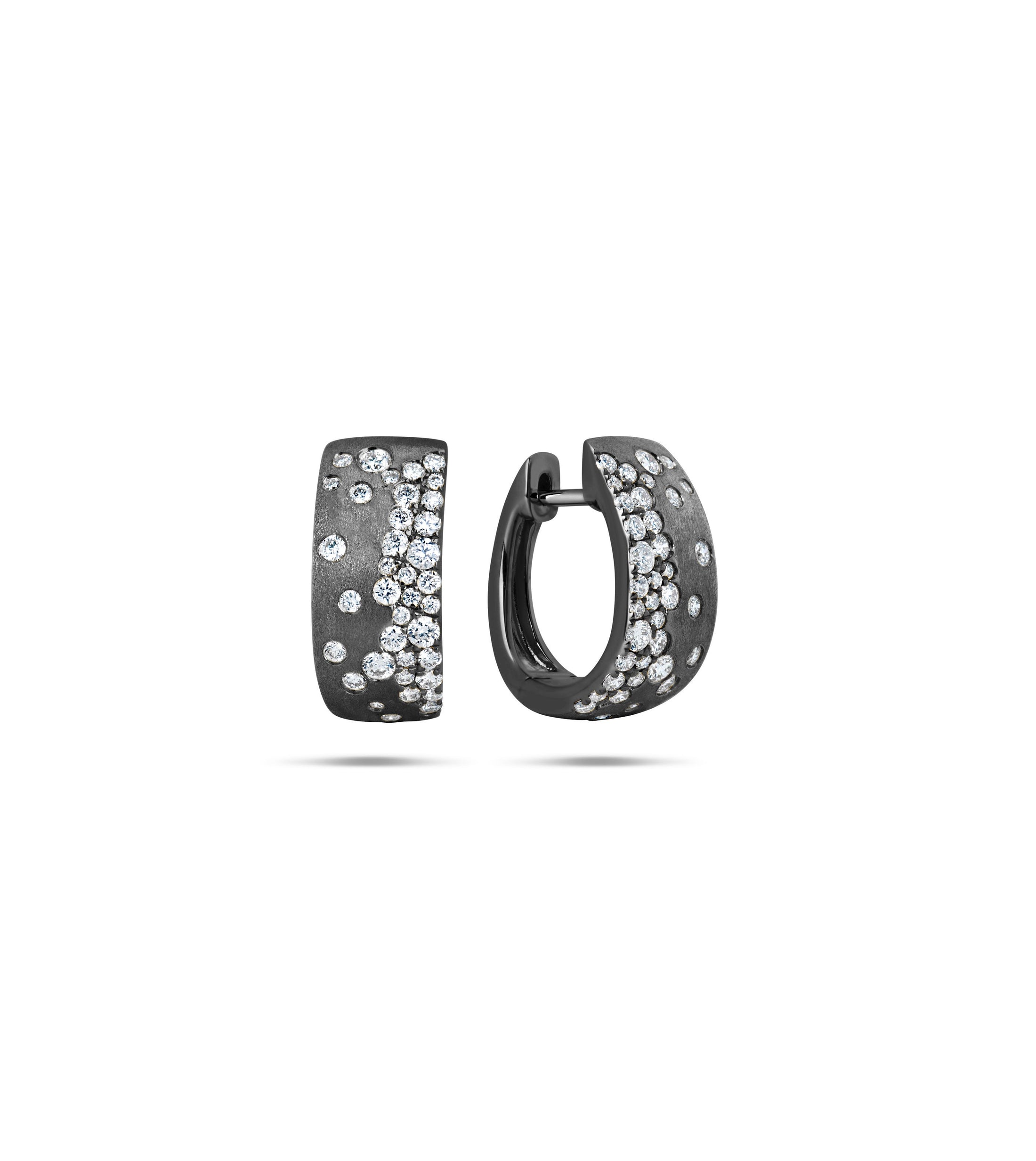 OLIVE & CHAIN Diamond Celestial Hoop Earring - Black Gold