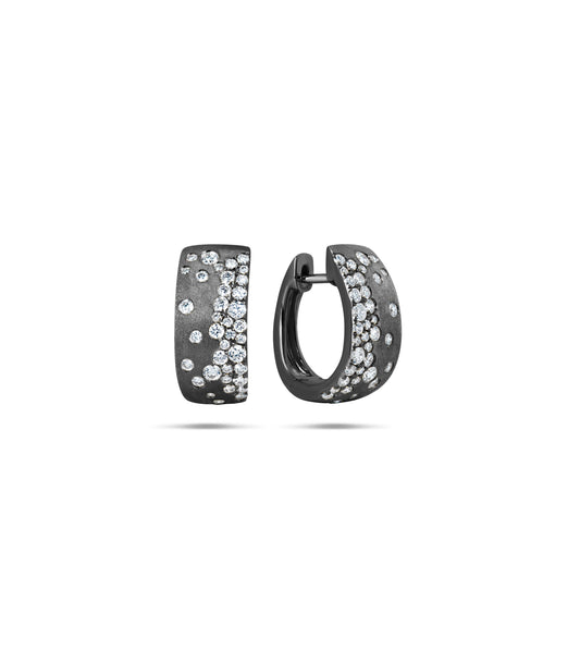 OLIVE & CHAIN Diamond Celestial Hoop Earring - Black Gold