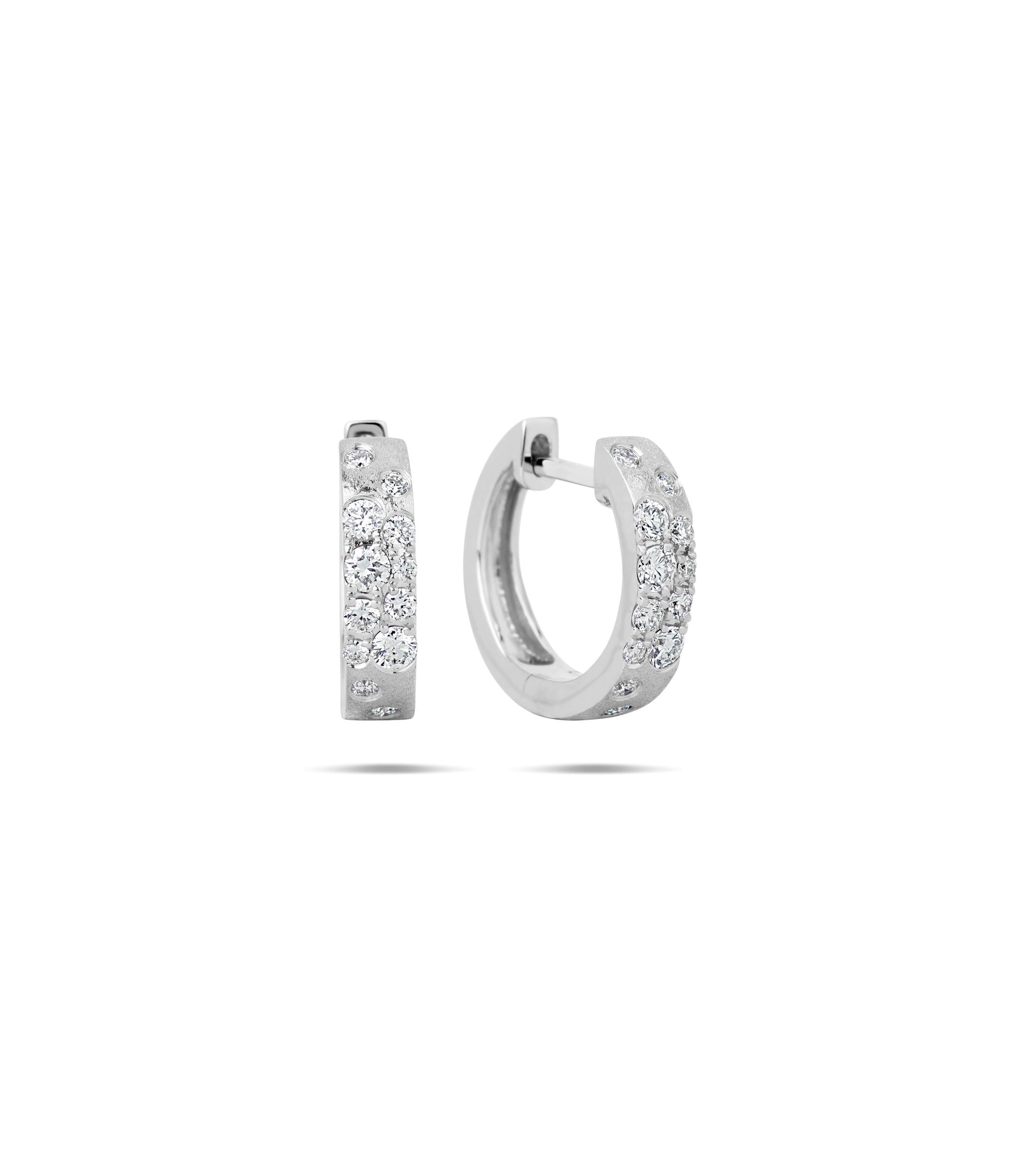 OLIVE & CHAIN Diamond Celestial Huggie Earring - White Gold