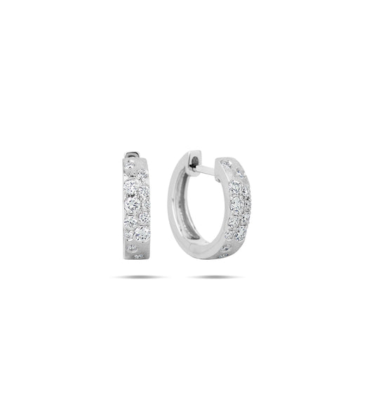 OLIVE & CHAIN Diamond Celestial Huggie Earring - White Gold