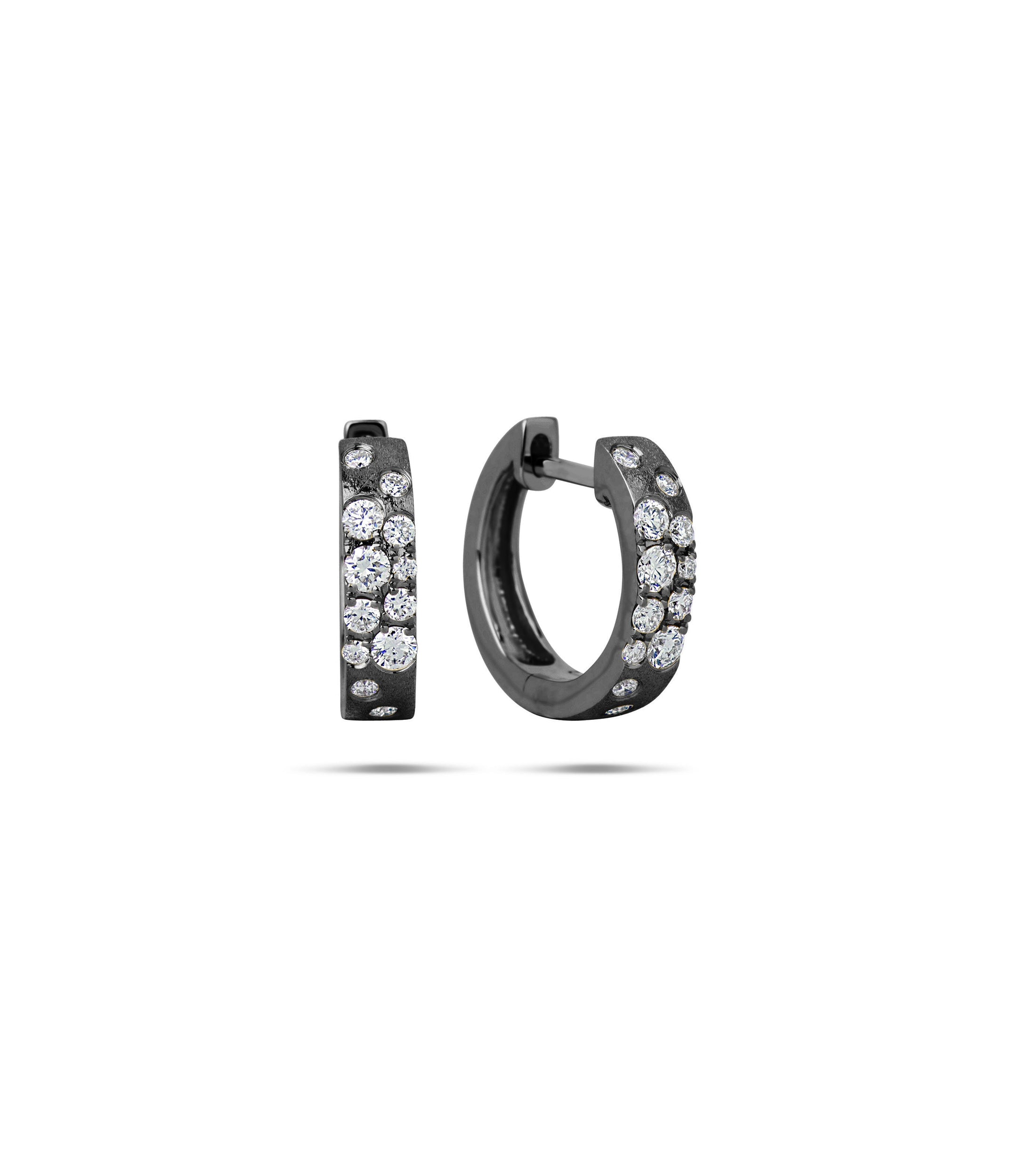 OLIVE & CHAIN Diamond Celestial Huggie Earring - Black Gold