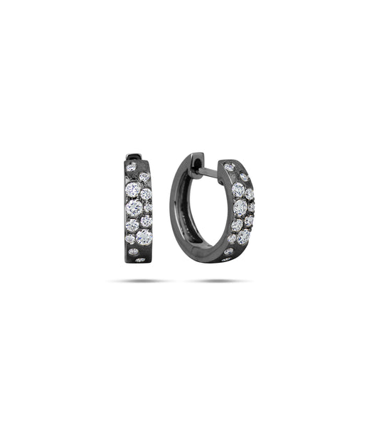 OLIVE & CHAIN Diamond Celestial Huggie Earring - Black Gold