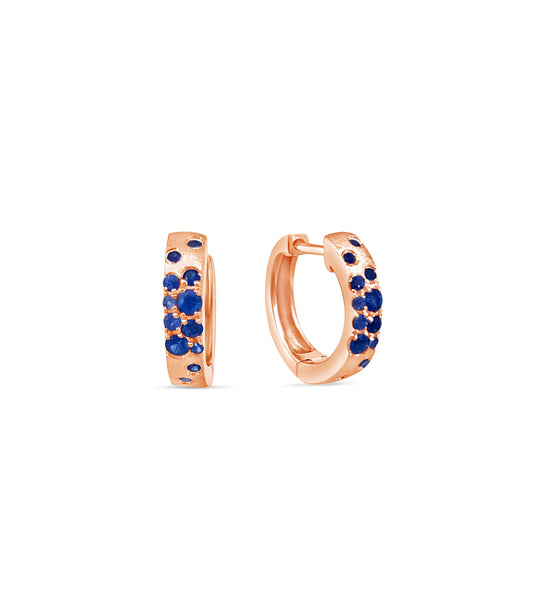 OLIVE & CHAIN Sapphire Celestial Huggie Earring - Rose Gold