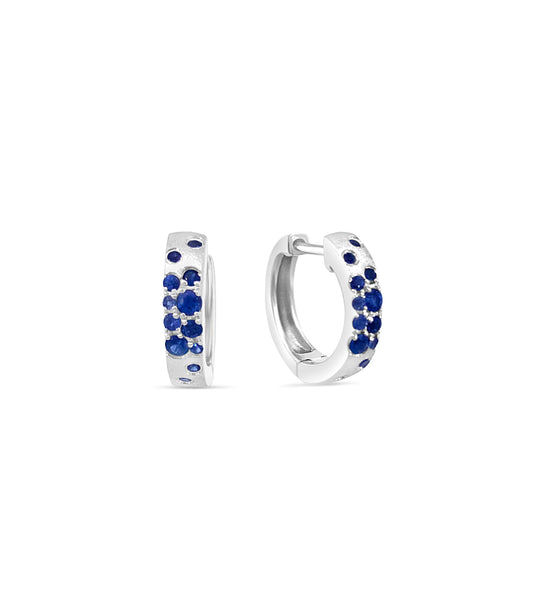 OLIVE & CHAIN Sapphire Celestial Huggie Earring - White Gold